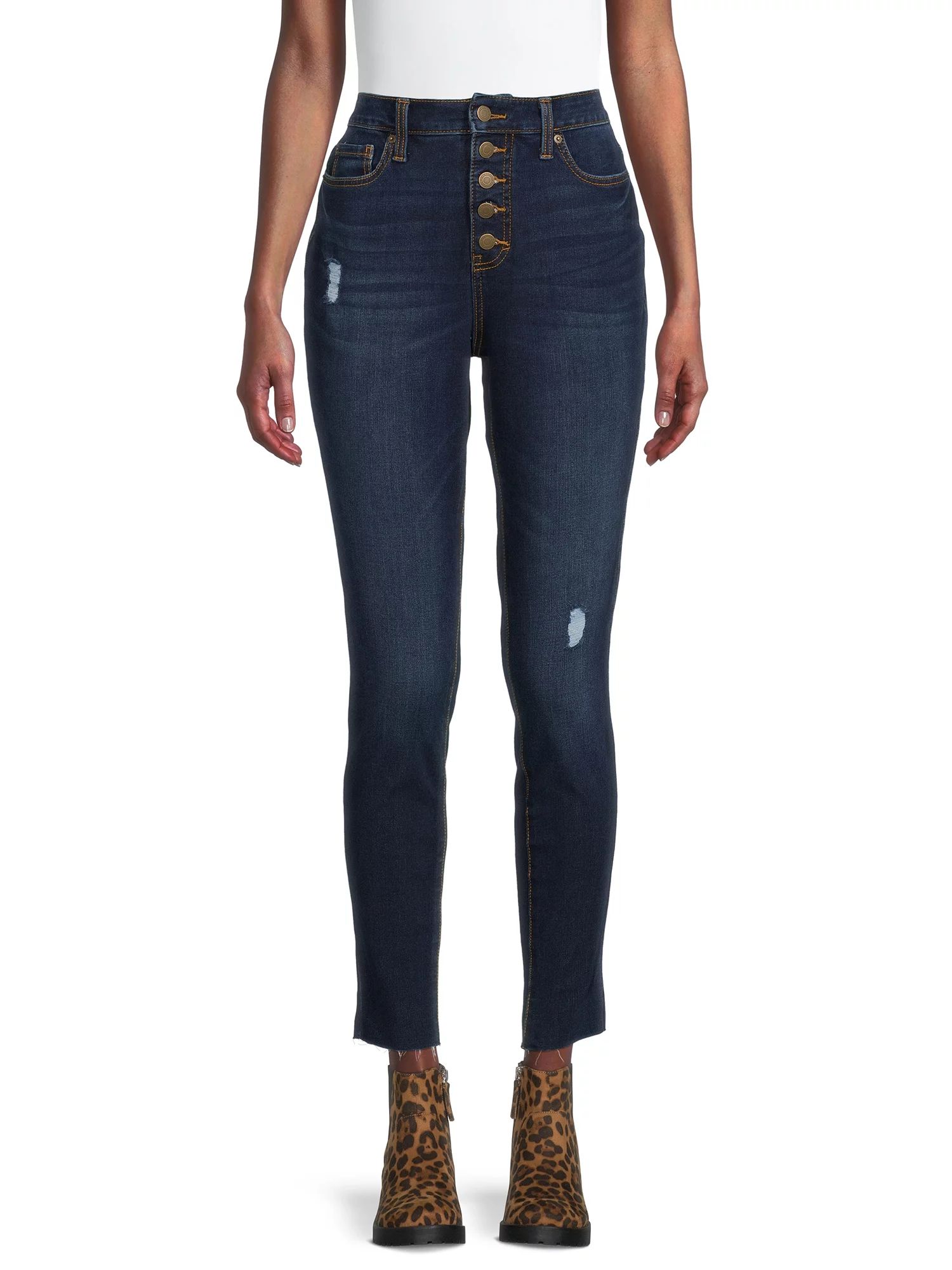 Time and Tru Women's Button Fly High Rise Curvy Jeans - Walmart.com | Walmart (US)