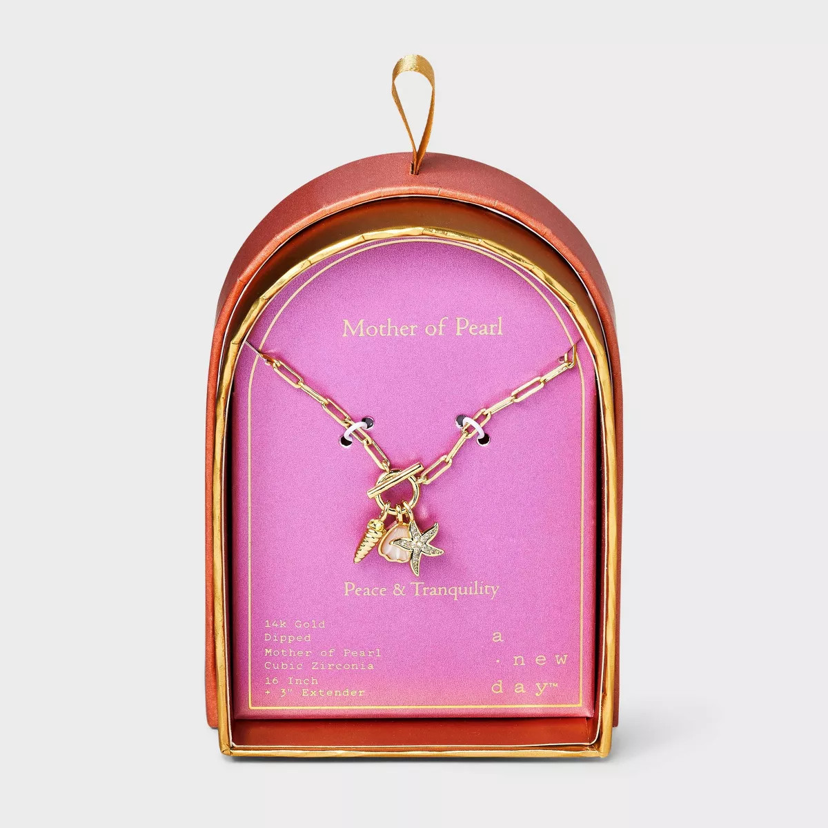 14K Gold Dipped Mother of Pearl Shell and Starfish Charm Necklace - A New Day™ Gold | Target