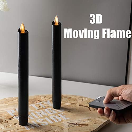 8" Black Flameless Taper Candles,Amber Warm White LED Moving Wick Flame with RF Remote and 5 Hours T | Amazon (US)