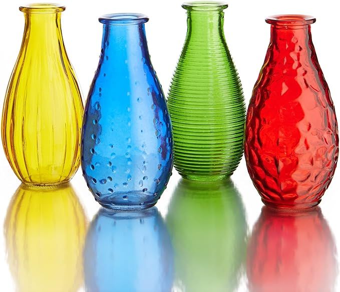 Style Setter Assorted Gems Colored Glass Vases (Set of 4) | Amazon (US)