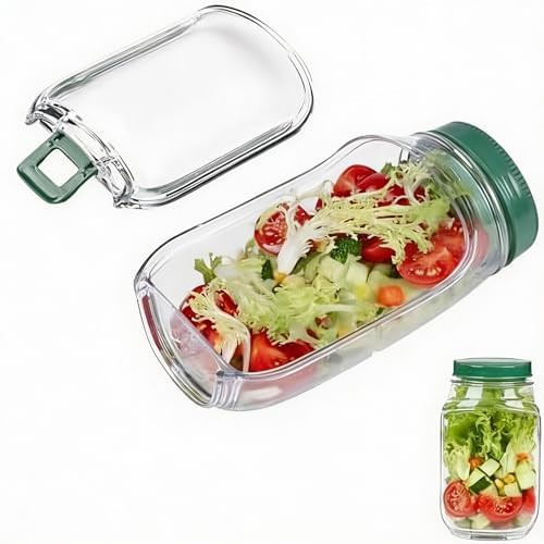 Backange Salad Pod Jar with Side Opening Lid, Portable Plastic Snack & Salad Container for Travel, Work, Picnic & Parties (1) | Amazon (US)