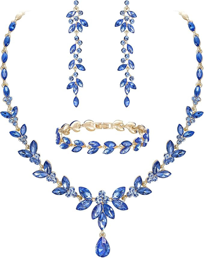 EVER FAITH Austrian Crystal Bridal Bridesmaid Jewelry Sets for Women Guest, Elegant Marquise Rhin... | Amazon (CA)