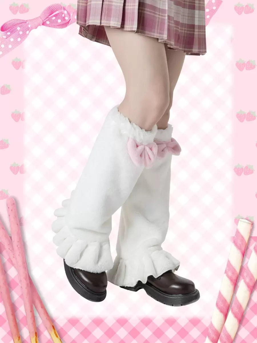 ROMWE Kawaii Two Tone Bow Decor Leg Warmer | SHEIN