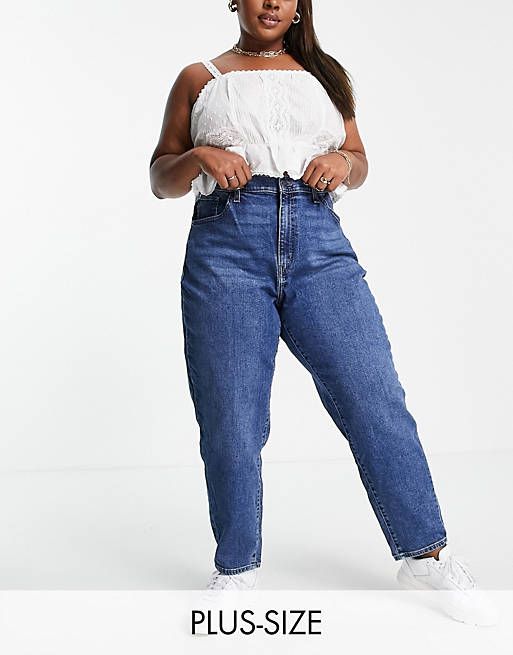 Levi's Plus high waisted mom jeans in blue wash | ASOS (Global)
