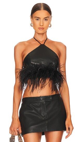 Aissa Leather Halter Top in Black | Revolve Clothing (Global)