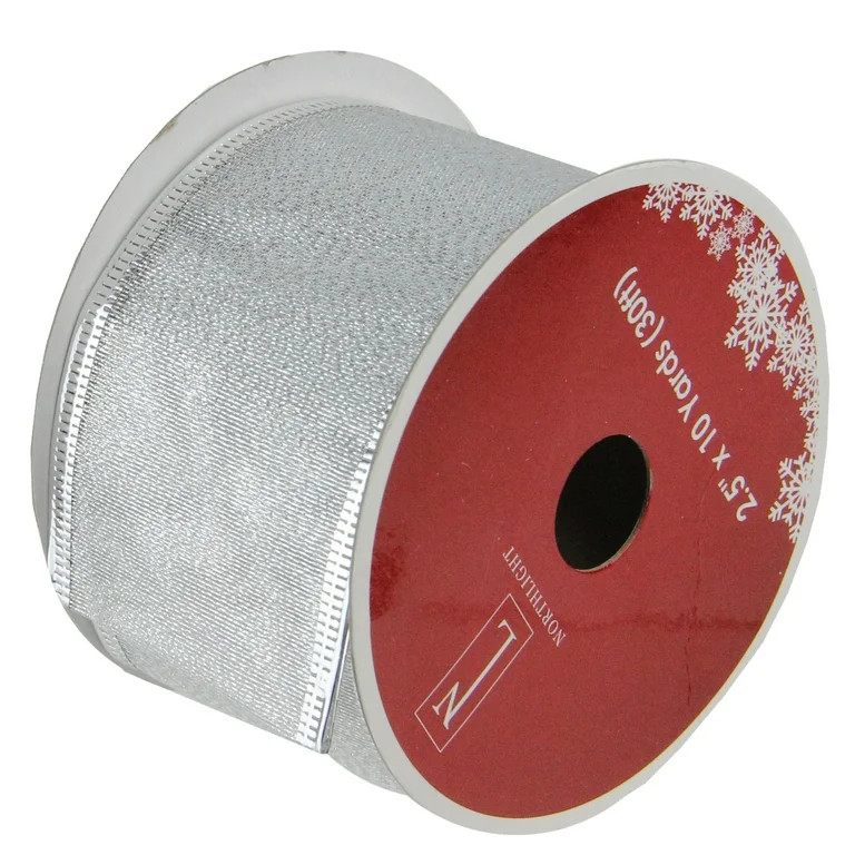 Northlight Shimmering Silver Christmas Wired Craft Ribbon 2.5" x 10 Yards - Walmart.com | Walmart (US)