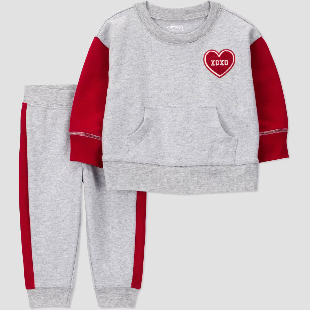Carter's Just One You® Baby Boys' 2pc XOXO Heart Colorblock Fleece Sweatshirt and Jogger Pants S... | Target