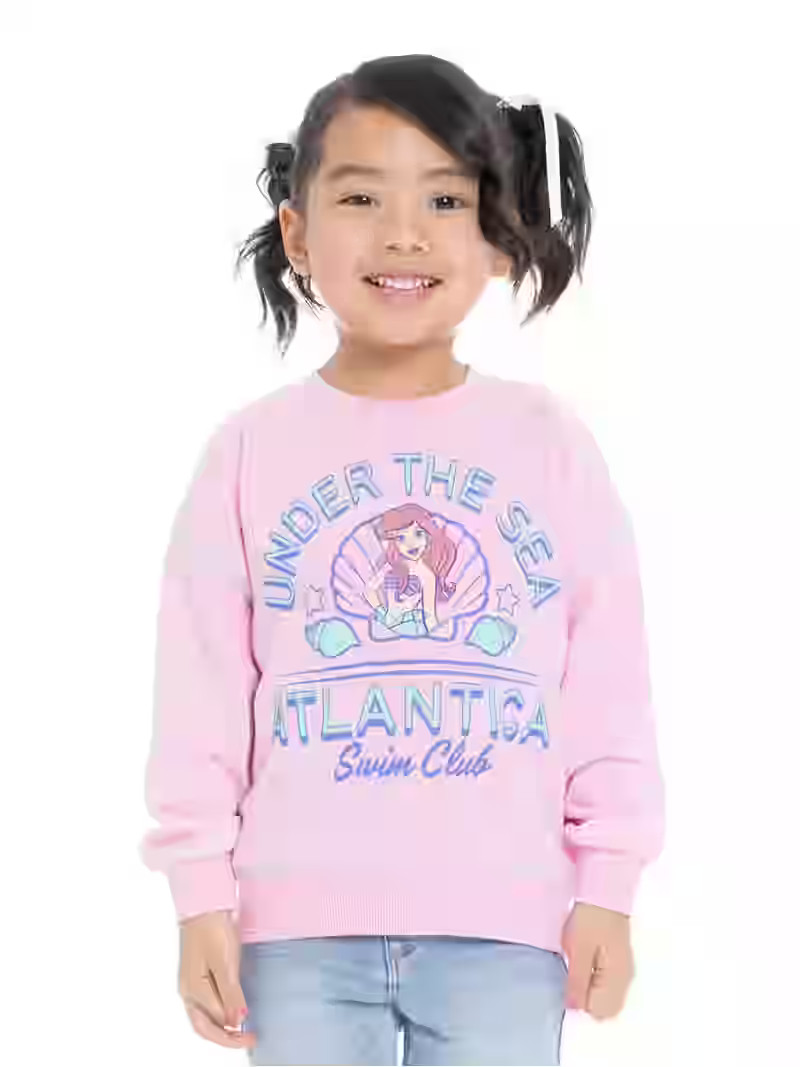 Little Mermaid Toddler Girls Ariel Graphic Sweatshirt, Sizes 12M-5T - Walmart.com | Walmart (US)
