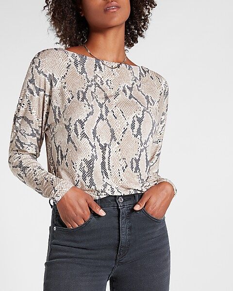 Relaxed Printed Crew Neck Tee | Express