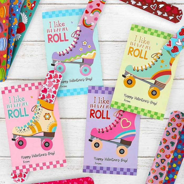 DAZONGE 24 Packs Roller Skate Valentine's Day Cards with Slap Bracelets, Fun Valentine’s Day Gi... | Amazon (US)