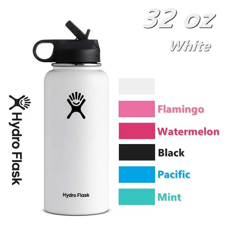 Hydro Flask 32Oz Water bottle Stainless Steel & Vacuum Insulated with Straw Lid-White | Walmart (US)