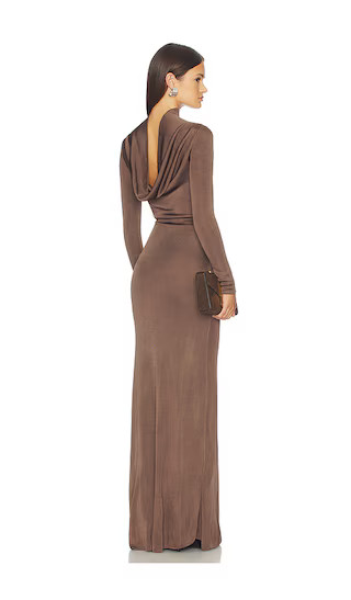 Sylveeah Draped Cowl Gown in Dark Mushroom | Revolve Clothing (Global)
