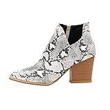 Womens Ankle Boots Slip on Cutout Pointed Toe Snakeskin Chunky Stacked Mid Heel Booties Western Boot | Amazon (US)