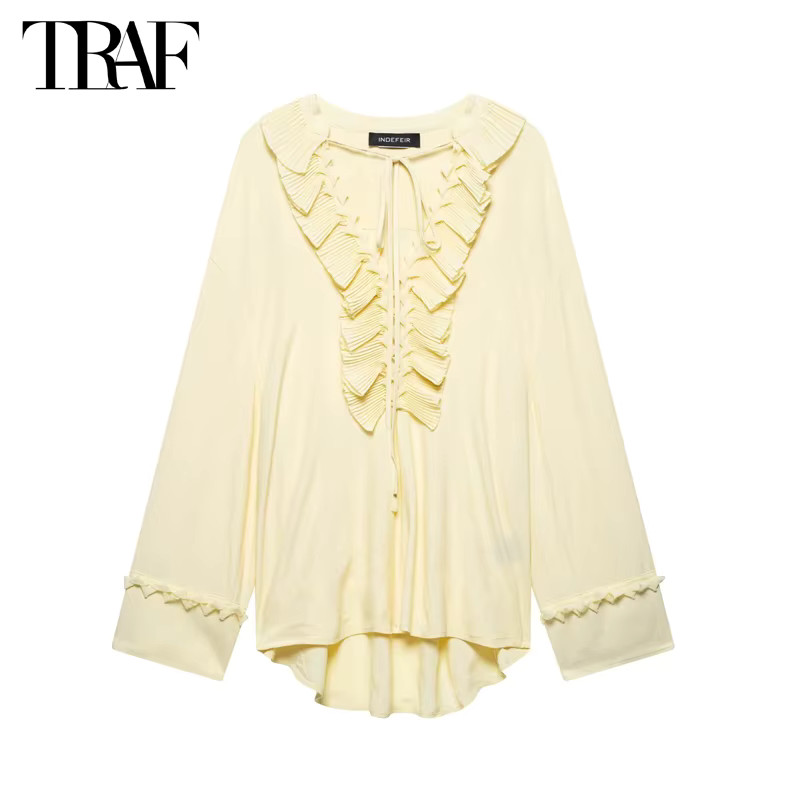 TRAF-Chemisiers à Volants et Manches sulfpour Femme, Chemises Décontractées à la Mode, Été ... | Aliexpress EU