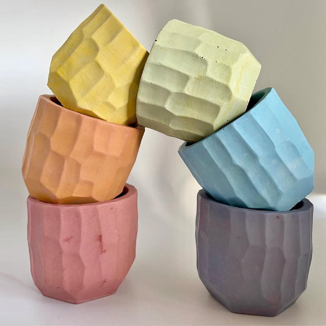 Rainbow Concrete Planter - Small Planter Pot, Indoor Planter With Drainage for Modern Home Decor,... | Etsy (US)