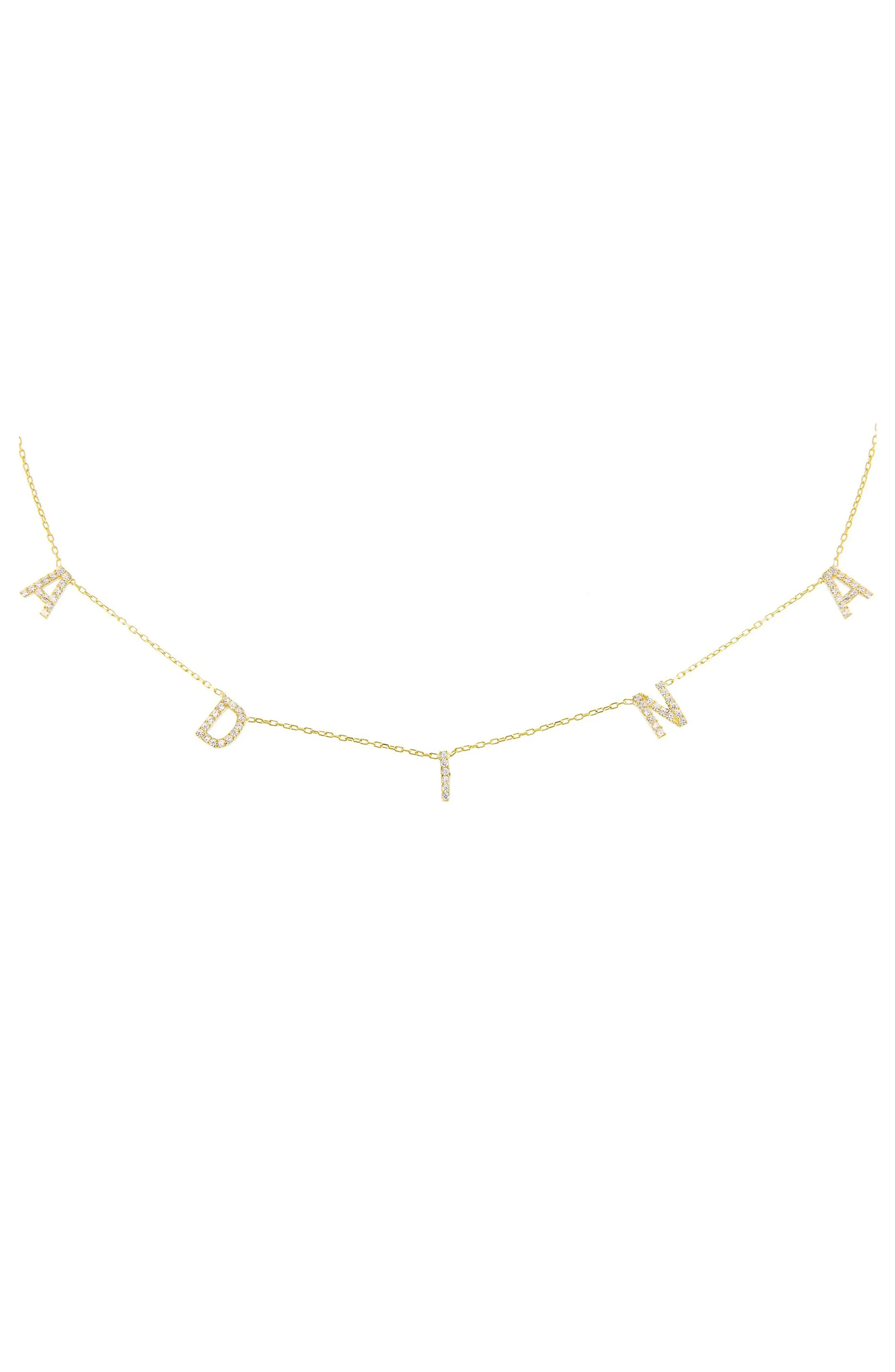 Women's Adina's Jewels Personalized Pave Block Name Station Necklace | Nordstrom
