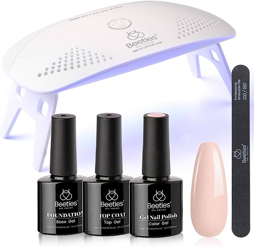 Beetles Nude Gel Nail Polish Kit with UV LED Light and Base Gel Top Coat Starter Kit, Soak Off Po... | Amazon (US)