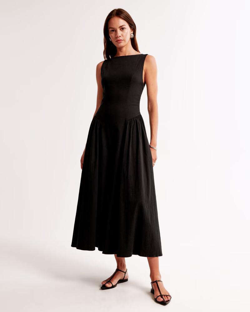 Drop-Waist Midi Dress | Abercrombie & Fitch (US)