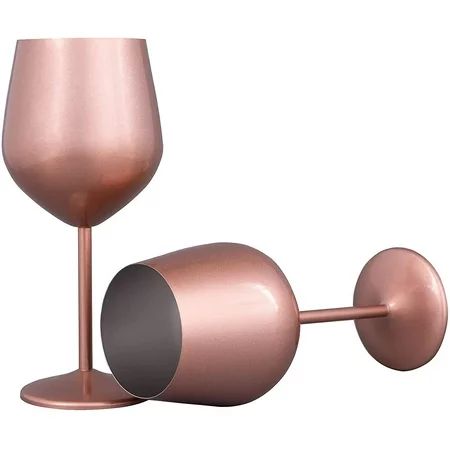 Stainless Steel Stemmed Wine Glasses - 17oz Copper Coated Wine Glass Set Of 2 | Walmart (US)