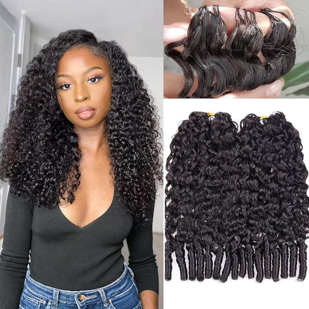 YMS Burmese Curly Feather Crochet Human Hair 18 Inch 240g Pre Separated Human Crochet Hair for Bl... | Amazon (US)