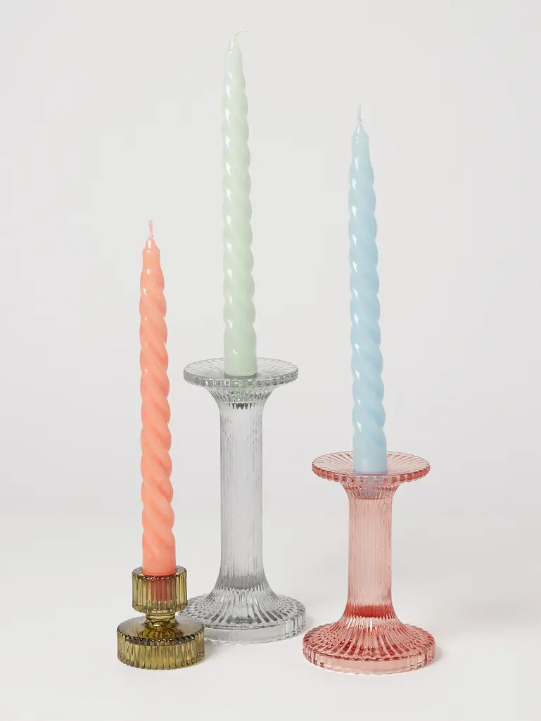 Kyto Pink Glass Candlestick Holder Small | Oliver Bonas (Global)