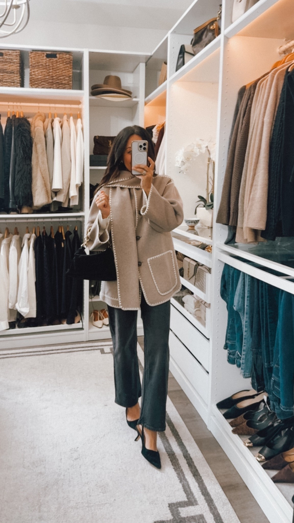 Coat is so luxe and on trend with the built in scarf. Fits oversized wearing an xs 

#LTKOver40 #LTKootd