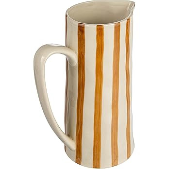 Creative Co-Op Hand-Painted Stoneware Stripes, Multicolor Pitcher, Multi | Amazon (US)