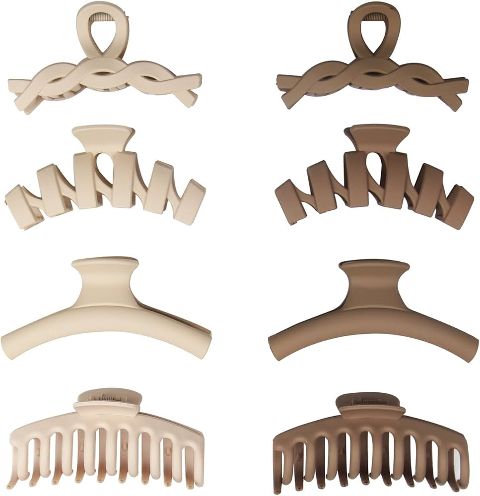 Large Hair Claw Clips, 8 Pack 4.3"Hair Clips for Women and Girls, Strong Hold Large Hair Claw for... | Amazon (US)