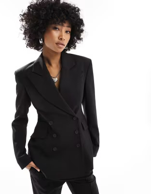 AllSaints Sevenh co-ord power suit blazer in black | ASOS (Global)