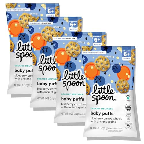 Little Spoon Blueberry Carrot Meltable Baby Wheels, Organic Corn, Quinoa & Sorghum, No Added Sugar Snacks, Encourages Self-Feeding, 1 Oz Bag, 4 Pack | Amazon (US)