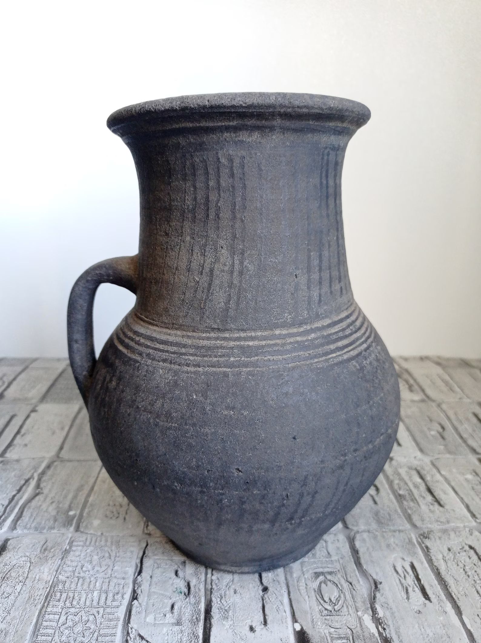 Old Black Clay Pot Rustic Vase Antique Vessel Wabi Sabi - Etsy | Etsy (US)