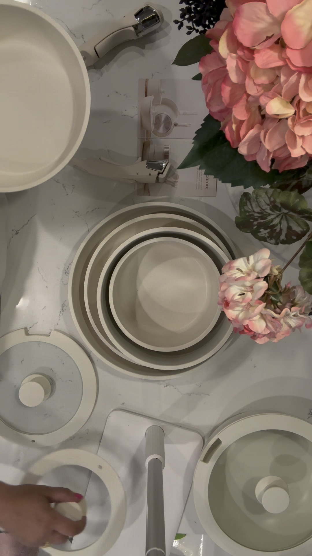 17 PIECES COOKWARE SET
by Carate 
Stackable, Removable handle, beautiful! ✨ 
Aluminum, stainless, Granite, bakelite, Nonstick

Items Included
2 x removable handles, 2 x frypans (8 & 10-inch), 2 x sauce pans (1.7 & 2.4-quarts), 1 x deep frying pans (10-inch), 2 x glass lid with silicone round (8 & 10-inch), 2 x fridge store lids (7 & 8-inch)


#LTKSummerSales #LTKFamily #LTKHome