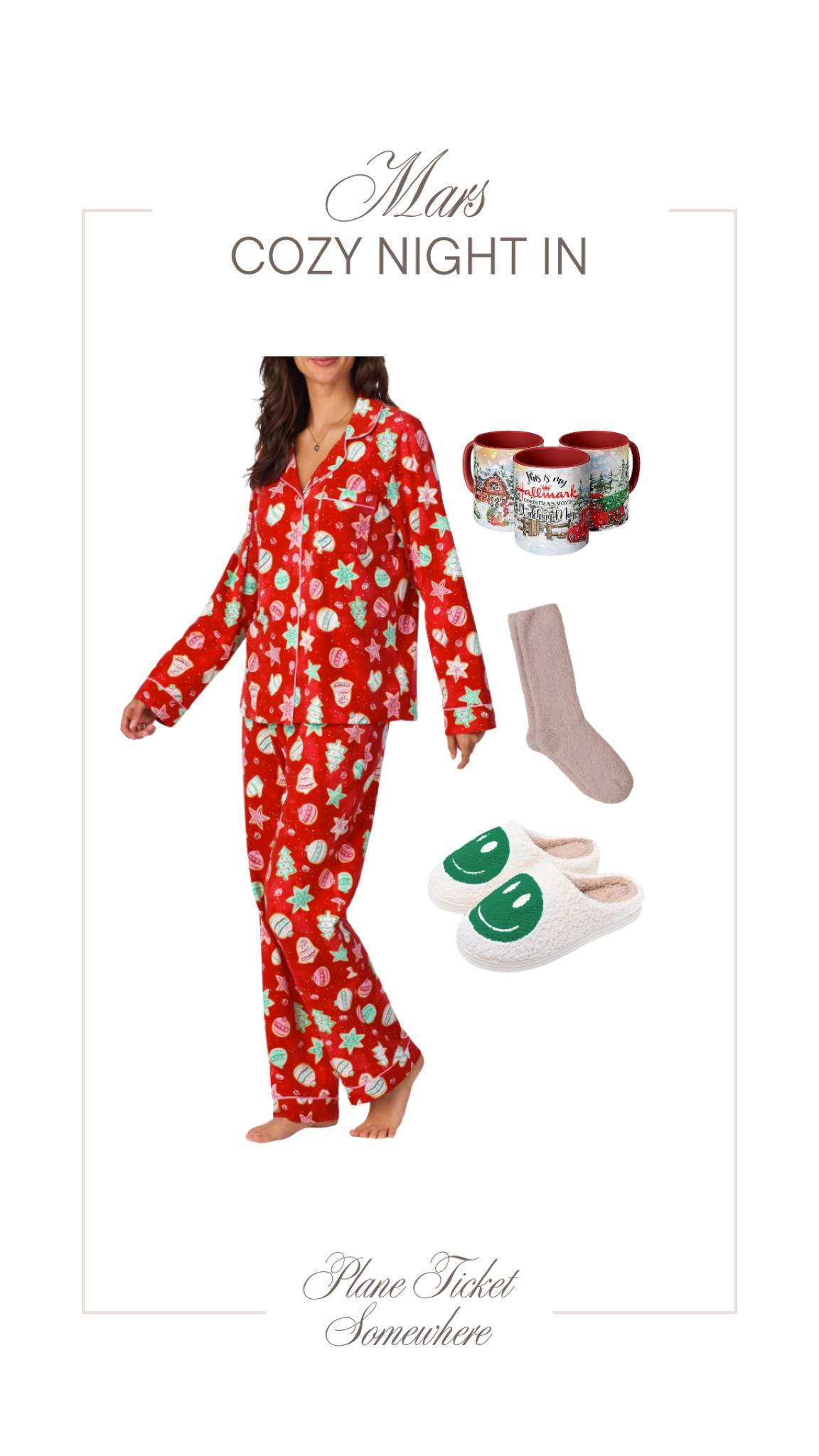 The essentials for a cozy night in! I wear a size large in the pajamas for a comfy oversized fit  

#LTKTravel #LTKHoliday #LTKStyleTip