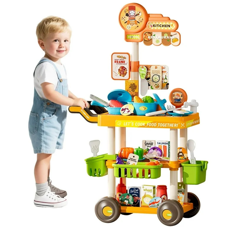 Sytle-Carry Play Kitchen, Kids Kitchen Play Set, Pretend Play Food Cart Toys, Gift Toys for Toddl... | Walmart (US)