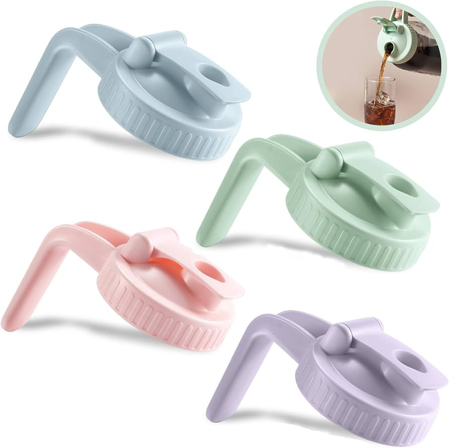 4 Pack Wide Mouth Mason Jar Lids V-Shaped with Handle, Mason Jar Pour Spout Lid with Extended Fli... | Amazon (US)