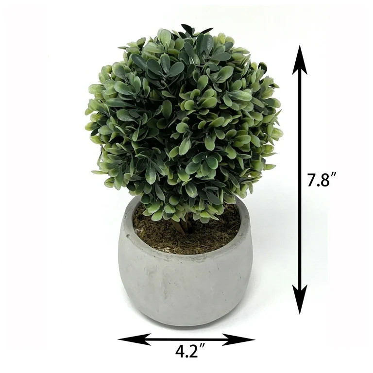 Mainstays 7.5" Artificial Mini Boxwood Topiary in Gray Cement Planter | Walmart (US)