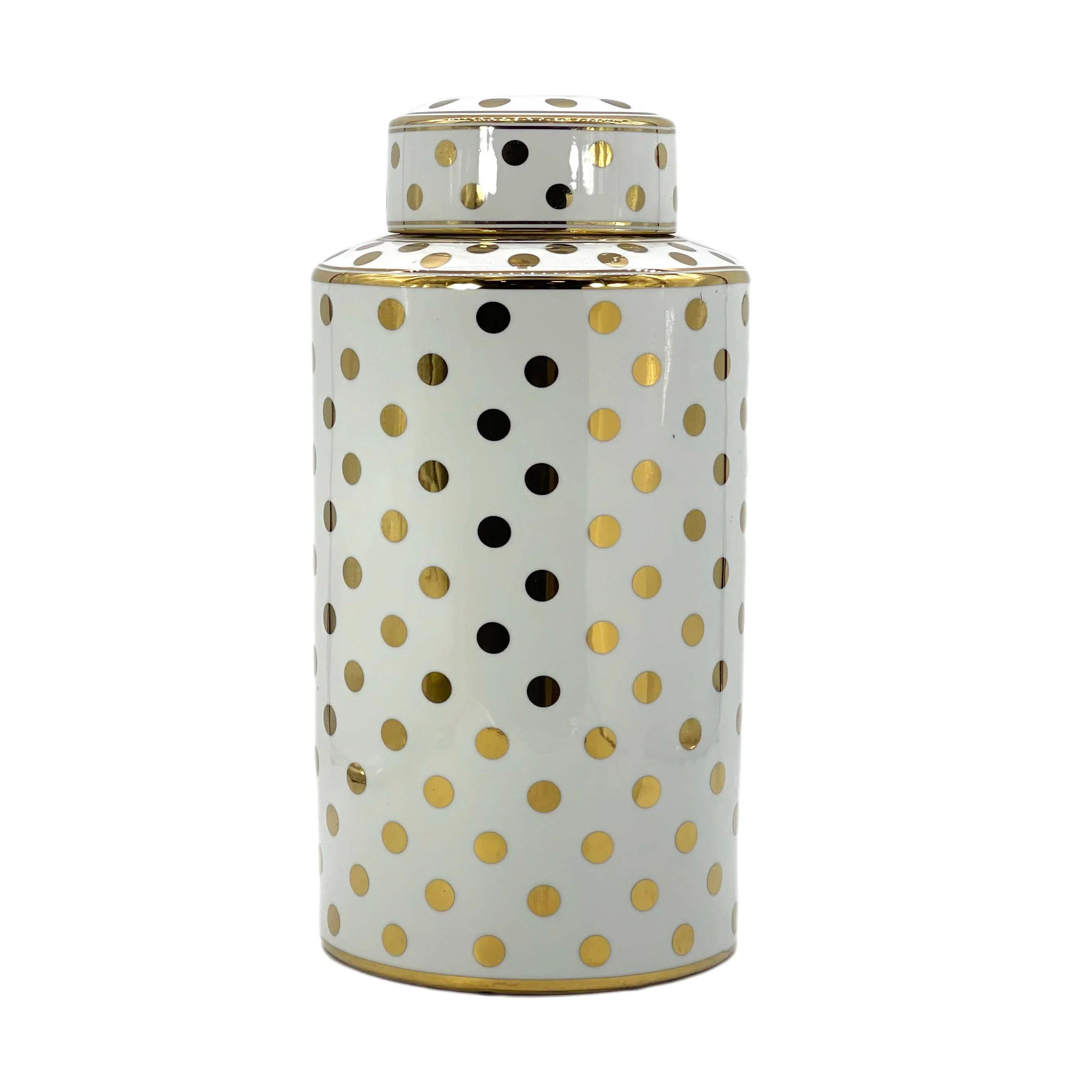 White and Gold Accent Ceramic Ginger Jar w/ Lid 16" | Walmart (US)