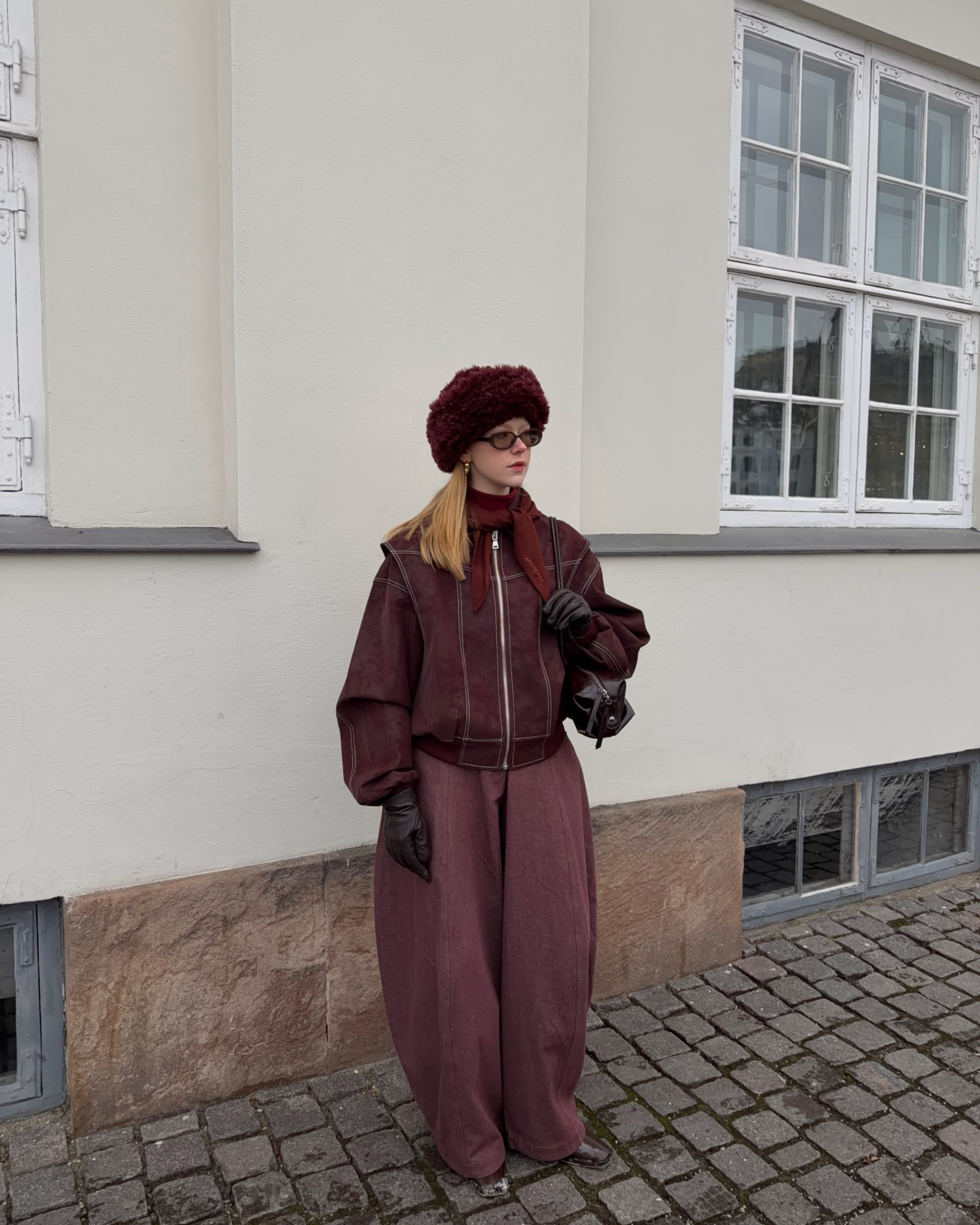 Burgundy Jacket, Lioness Jacket, Leather Jacket, Balloon Trousers, Brown Patent Boots 

#LTKwinter #LTKuk #LTKFashionMonth