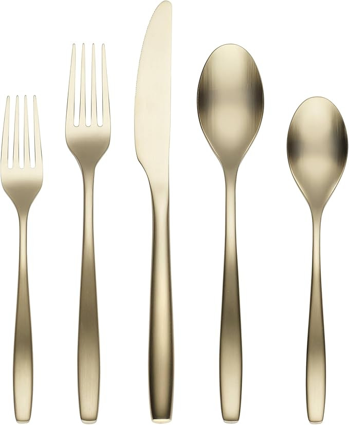Cambridge Silversmiths Averie Champagne Satin 20-Piece Flatware Set, Service for 4 | Amazon (US)