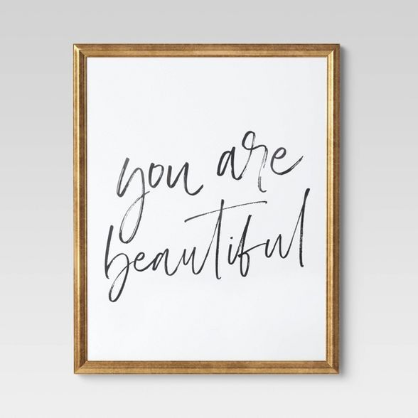 16&#34; x 20&#34; You Are Beautiful Framed Wall Art White/Black - Opalhouse&#8482; | Target