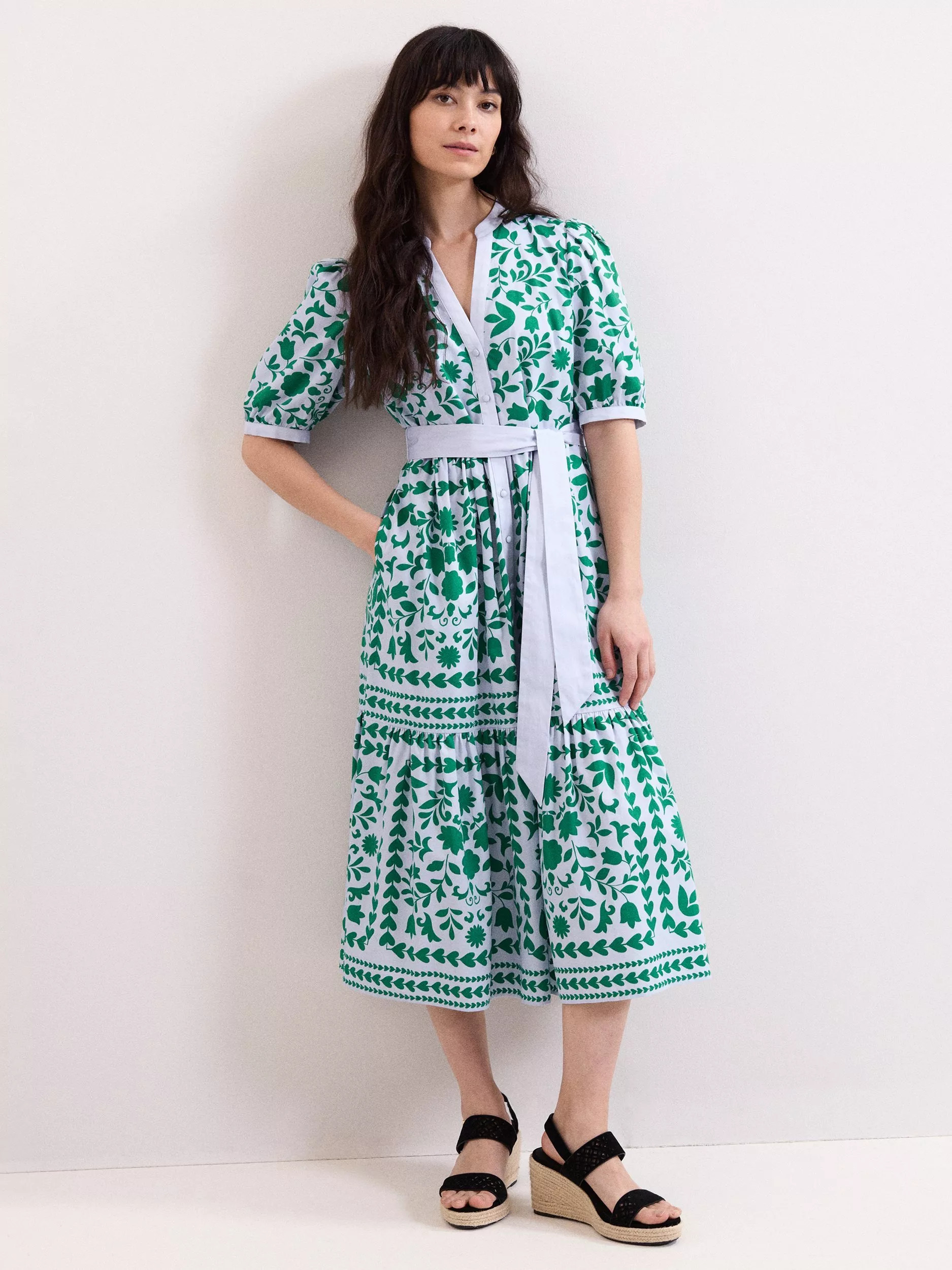 Phase Eight Trinity Floral Heart Shirt Dress, Blue | John Lewis (UK)