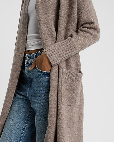 Patch Pocket Open Front Duster Cardigan | Express