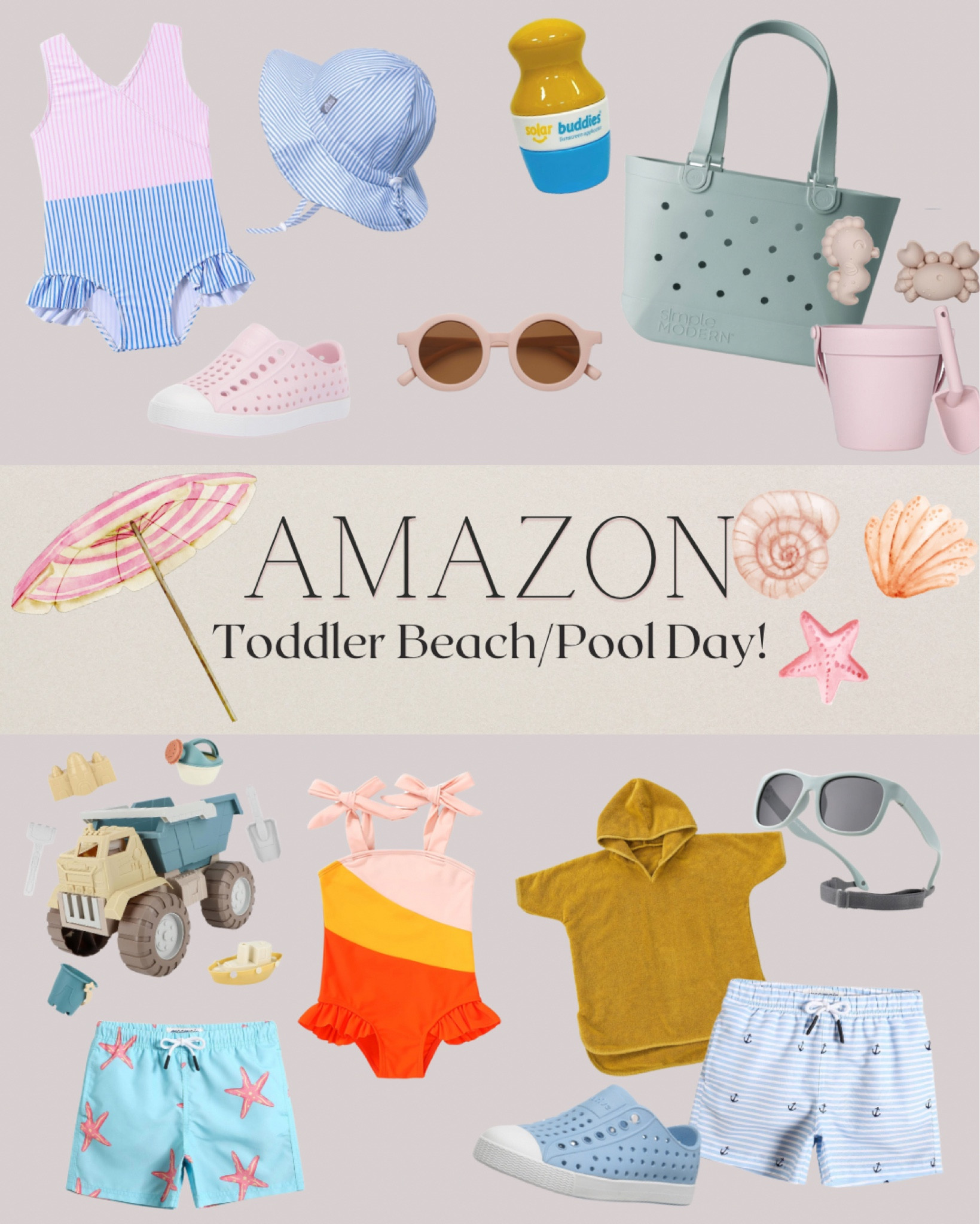 Amazon finds for toddlers for beach and pool days! Toddler swimsuits and beach toys. #toddlersummer 

#LTKbaby #LTKswim #LTKkids