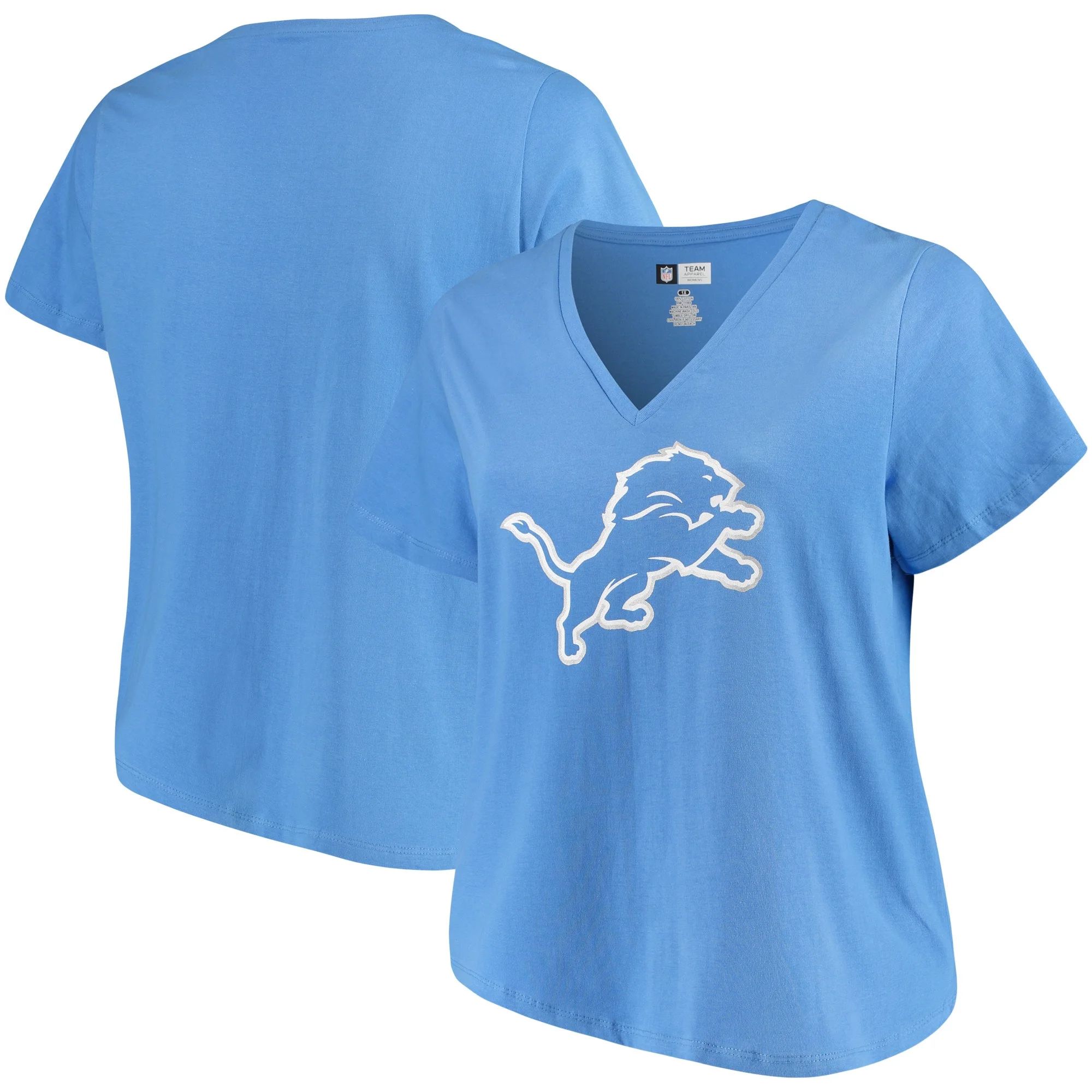 Women's Majestic Blue Detroit Lions Plus Size Logo V-Neck T-Shirt - Walmart.com | Walmart (US)
