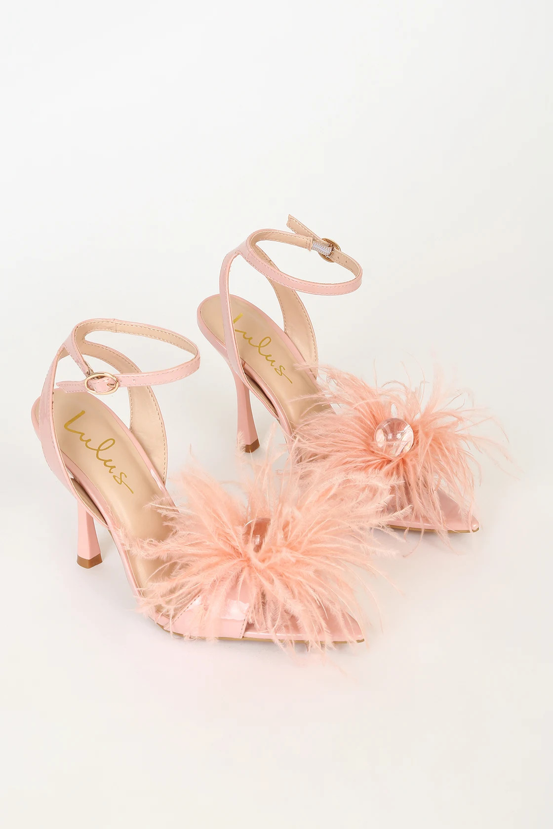 Harlee Pink Patent Feather High Heel Sandals | Lulus (US)