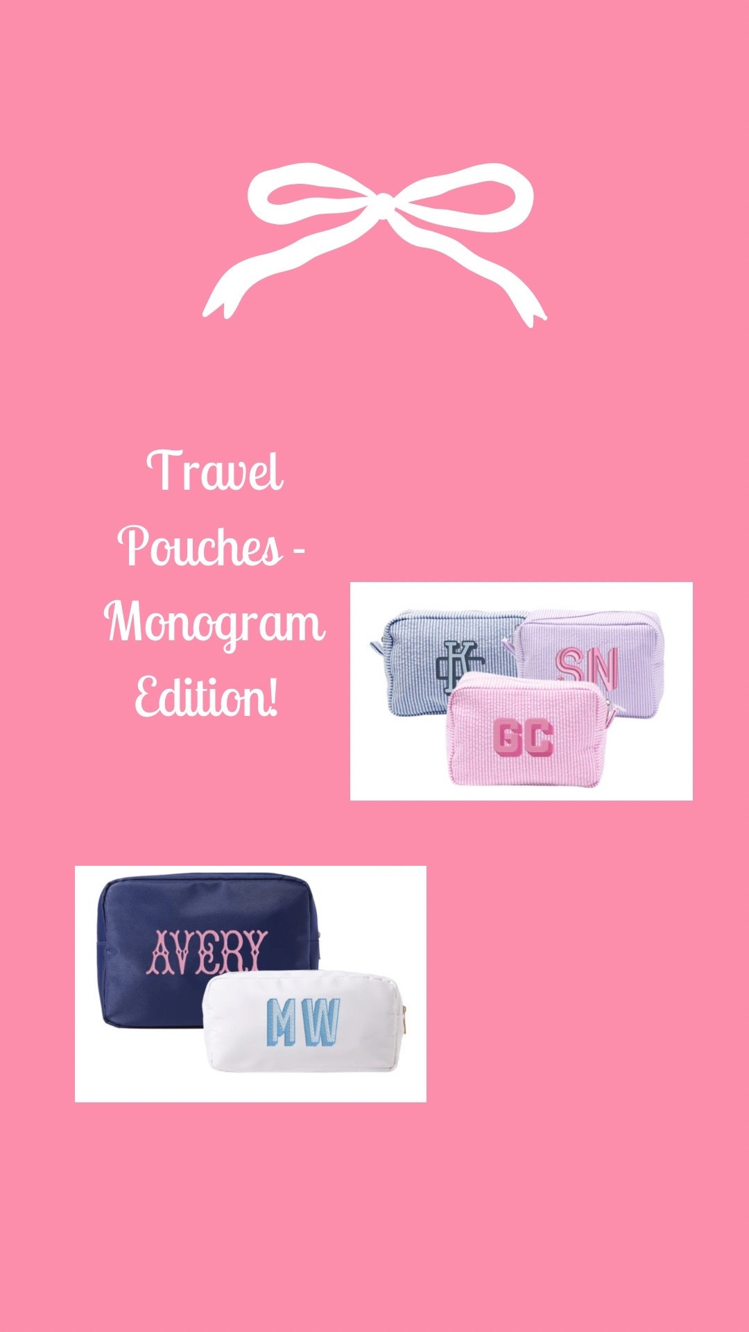 The it girl travel accessory - monogrammed travel pouches! 

Travel accessories • vacation accessories • vacation accessory • travel pouches • travel pouch • monogrammed pouch • monogrammed gifts • monogrammed gift ideas 

#LTKdayinmylife #LTKTravel #LTKgrwm