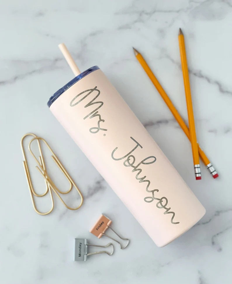 Personalized Teacher Tumbler - Laser Engraved Skinny Tumbler with Straw | Etsy (Global)