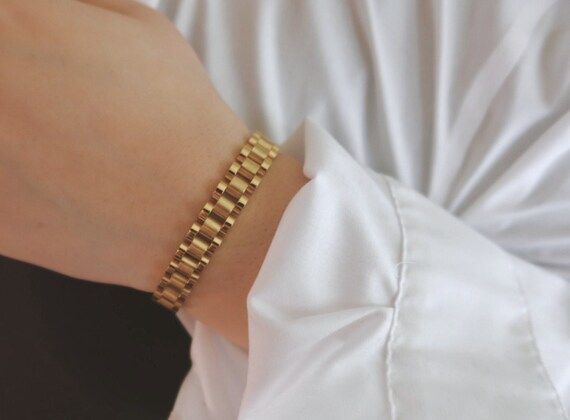 18K Gold Watchband Chain Bracelet WATERPROOF Watch Link Chain | Etsy | Etsy (US)