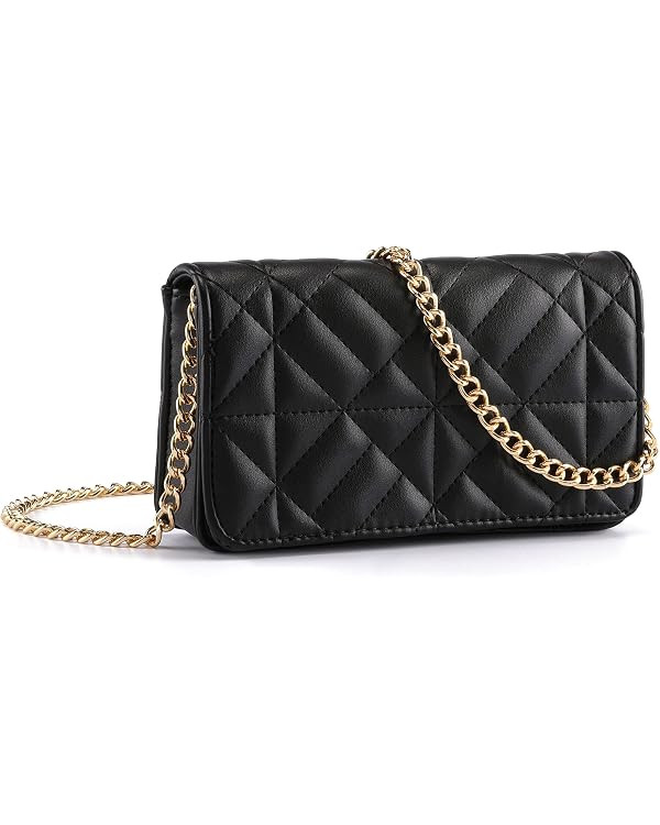 Small Quilted Crossbody Bags for Women Shoulder Bag Clutch Purses Handbags with Gold Chain | Amazon (US)