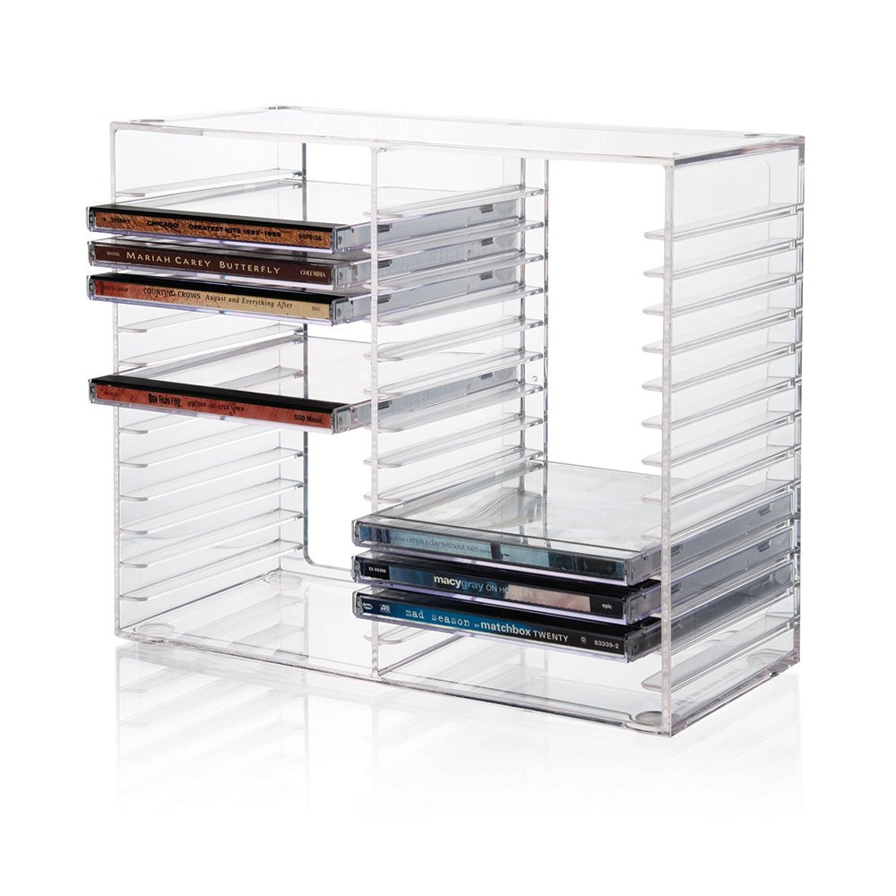 STORi Stackable Clear Plastic CD Organizer with Rubber Feet | Rectangular Jewel Cases Holder Perf... | Amazon (US)